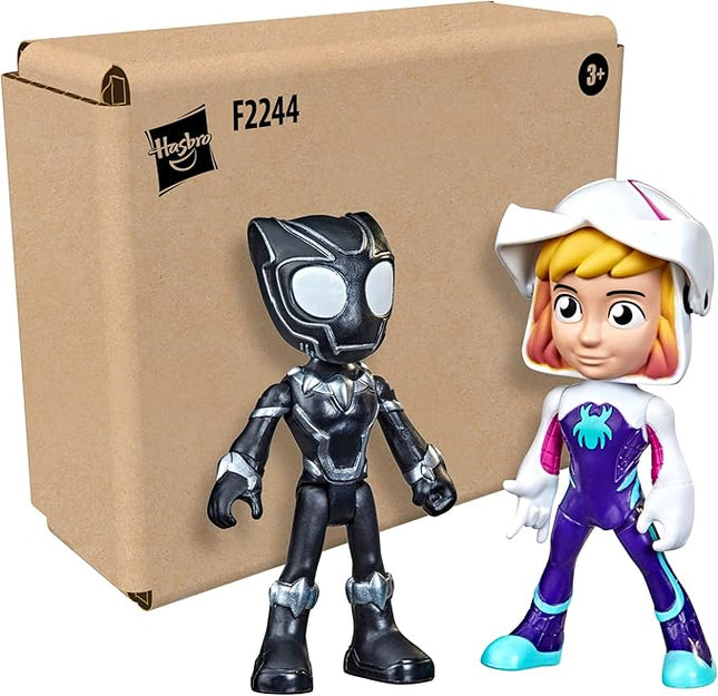 Spidey and His Amazing Friends Hero Reveal 2-Pack, Marvel Action-Figures, Mask-Flip Feature, Ghost-Spider and Black Panther, 3+ Years