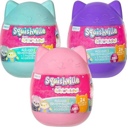 Squishmallows Squishville Series 10 Mini Mystery Plush (3 Pack) Official Jazwares Plush - Collectible Soft & Squishy Blind Capsules - Styles May Vary - Gift for Boys, Girls & Kids
