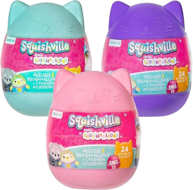 Squishmallows Squishville Series 10 Mini Mystery Plush (3 Pack) Official Jazwares Plush - Collectible Soft & Squishy Blind Capsules - Styles May Vary - Gift for Boys, Girls & Kids