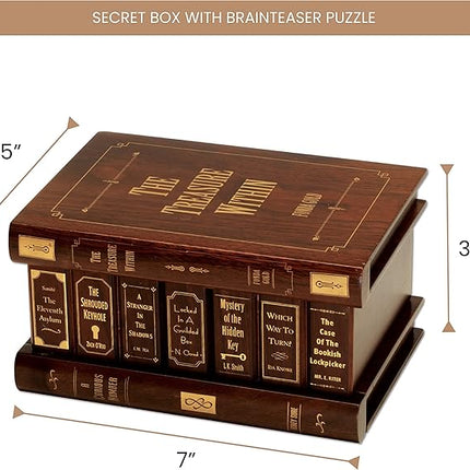 Bits and Pieces - Elegant Treasure Box - Premium Quality Jewelry Box - Secret Box with Brainteaser Puzzle for Gifts or Valuables - 7 x 5 x 3 ¾ inches
