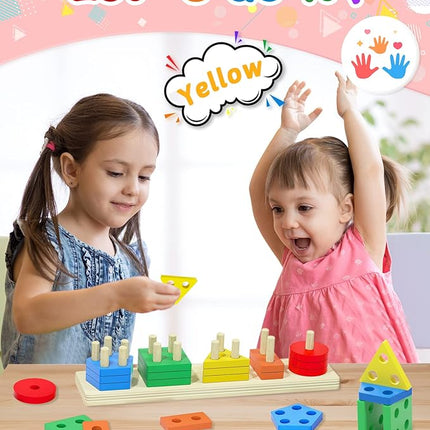 Yetonamr Montessori Toys for 1 2 3 Years Old Boys Girls Birthday Gifts, Wooden Sensory Toys for Ages 2-4 Kids Baby, Toddler Learning Toy Activities Puzzles Ages 1-3