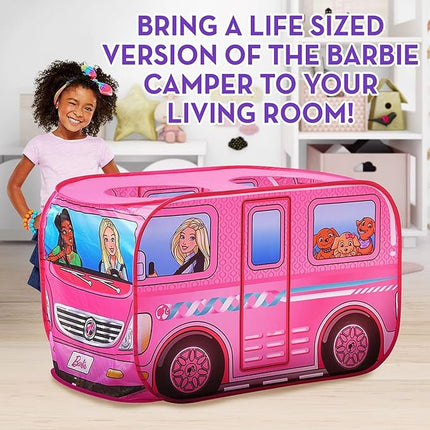 Barbie Camper Pop Up Play Tent – Large Princess Castle Tent for Girls | Folds for Easy Storage with Carrying Bag Included | Amazon Exclusive – Sunny Days Entertainment