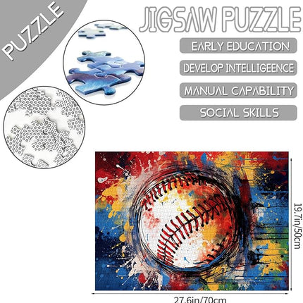 Baseball Sports Jigsaw Puzzles 1000 Pieces for Adults, Families (Graffitic Banksy, Extreme Sports Pieces Fit Together Perfectly 19.7''x27.6''inch Ball Gameing Frameable Magic Puzzle Art