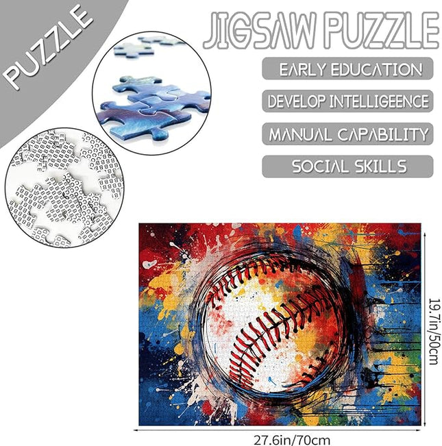 Baseball Sports Jigsaw Puzzles 1000 Pieces for Adults, Families (Graffitic Banksy, Extreme Sports Pieces Fit Together Perfectly 19.7''x27.6''inch Ball Gameing Frameable Magic Puzzle Art