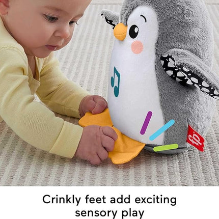 Fisher-Price Baby Tummy Time Toy Flap & Wobble Penguin, Plush with Music & Motion for Sensory Play Newborns Ages 0+ Months