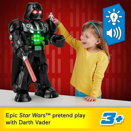 Fisher-Price Imaginext Star Wars Darth Vader Bot 2+ Ft Tall Toy, Lights Sounds & Stormtrooper Metal Character Key for Kids Ages 3+ Years