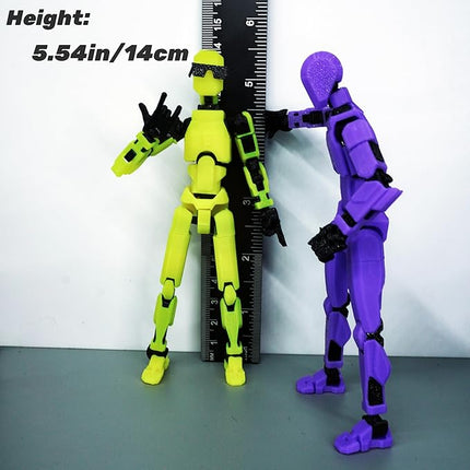 Pre-Assembly 3D Printed 5.54'' Stick Tian 13 Action Figure, Multi-Jointed Robo13, Articulated T13 Desktop Decoration,12 in 1 d13 Accessories Best Birthday Festival Gift (Blue)