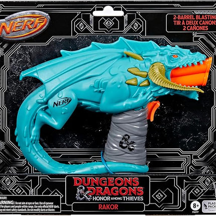 Nerf Dungeons & Dragons Rakor Blaster, 4 Elite 2.0 Darts, Kids Outdoor Games, D&D Blaster Toys for Ages 8 & Up