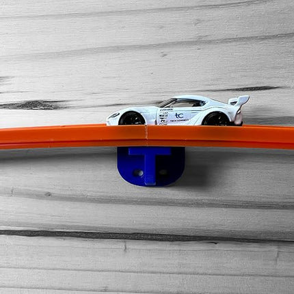 4 Pack Single Lane Wall Mount | Compatible with Hotwheels and Other 1/64 Scale Cars and Trucks (Blue)