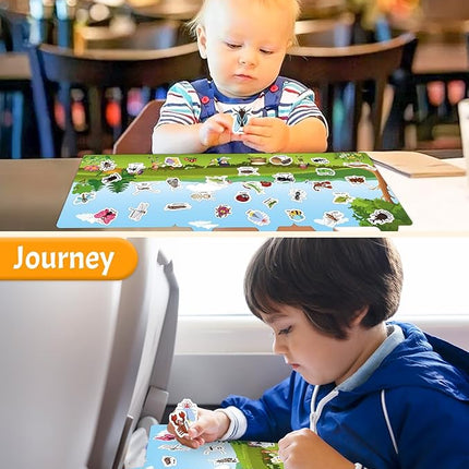 Benresive Reusable Sticker Book for Toddlers 2-4 Years, Fun Travel Stickers for Kids, Waterproof Sticker Books for Toddlers 1-3, Crafts Activities for Todddlers 1-3 2-4 3-5 - Insect