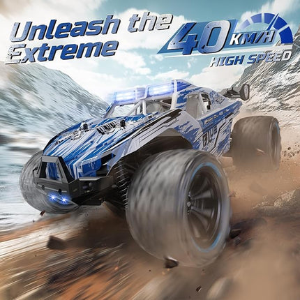 DEERC 1:14 All Terrain RC Cars, 40KPH High Speed Off Road RC Truck,4WD Remote Control Car with 2 Li-ion Batteries, Fast Extreme Monster Truck Toys Gifts for Kids and Adults