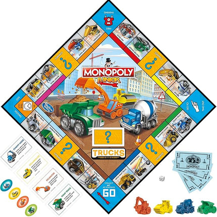Monopoly Junior Trucks Edition Board Game for Kids Ages 5+, 2-4 Player Kids Games (Amazon Exclusive)