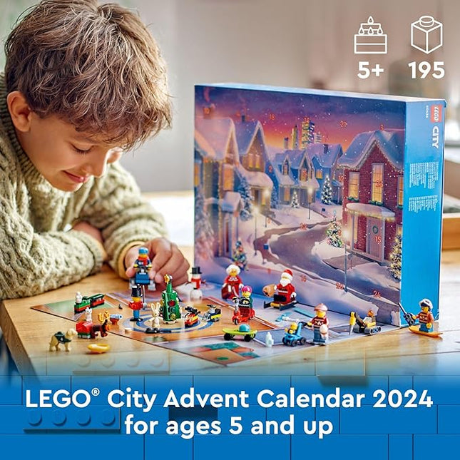 LEGO City 2024 Advent Calendar, Holiday Countdown Gift for Ages 5 and Up, 24 Surprises for Kids, Fun Miniature Christmas Figures with Festive Sweaters, Santa and Mrs. Claus Minifigures, 60436