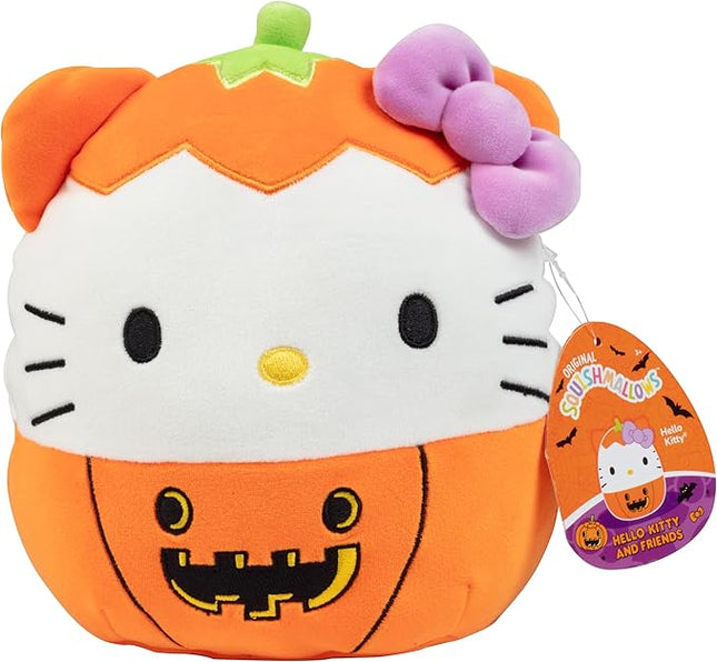 Squishmallows Original 8-Inch Hello Kitty Jack O' Lantern - Official Jazwares Halloween Pumpkin Plush - Collectible Soft & Squishy Sanrio Stuffed Animal Toy - Gift for Kids, Girls & Boys