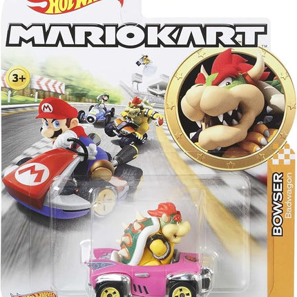 Hot Wheels GBG31 Mario Kart 1:64 Die-Cast Bowser with Badwagon Vehicle,Multicolour