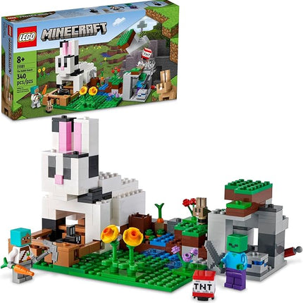 LEGO 21181 Minecraft The Ranch Rabbit, Building Set, Toy for Children from 8 Years with Figures Trainer, Zombie, Animals
