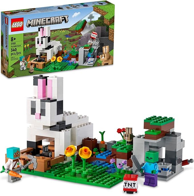LEGO 21181 Minecraft The Ranch Rabbit, Building Set, Toy for Children from 8 Years with Figures Trainer, Zombie, Animals