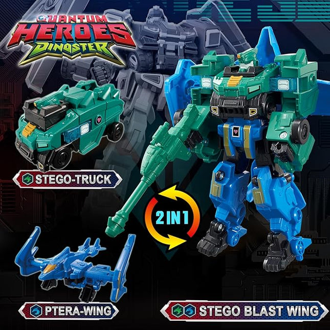Transforming Toys, 2-in-1 Transforming Robot Stego Blast Wing, 6.7-inch Action Figure Children's Robot Toy, Cool Transforming Toys for Boys and Girls Age 5+, Green and Blue