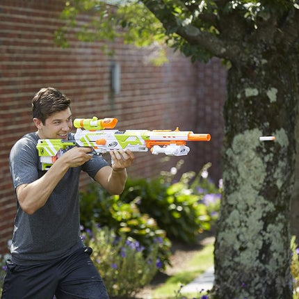 NERF Longstrike Modulus Toy Blaster with Barrel Extension, Bipod, Scopes, 18 Elite Darts & 3 Six-Clips (Amazon Exclusive)