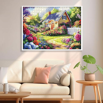 500 Pieces Puzzle for Adults, Flower Garden Puzzle for Adults, Beauty House Jigsaw Puzzles 500 Pieces Challenging Game Home Decor Birthday Party Gift Toy for Adults Kids Seniors 20.5 * 15 inch