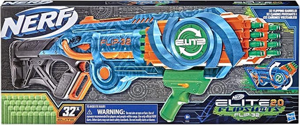 Nerf Elite 2.0 Flipshots Flip-32 Blaster, Rotating Dart Barrels, 32-Dart Capacity, 32 Elite Darts, Toy Foam Blasters, Kids Outdoor Games & Toys for Boys & Girls