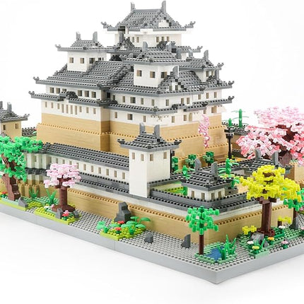 Japanese Micro Building Blocks Sets for Adults 10080 PCS Japan Himeji Castle with Cherry Blossoms Model Kit Big Architecture Landmarks Collection Kit
