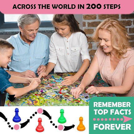 QUOKKA Board Game 1 to 10 Players - Learning, Educational - Geography, United States - 120 Question Cards, Top Facts - Indoor, Outdoor - Kids, Teens, Adults, Family