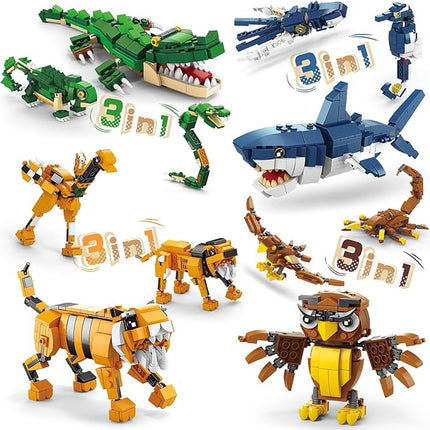 Creator 3 in 1 Animals Building Set, 12 Forest & Sea Figures Toys, Compatible With Lego Collectible Building Toy, Party Favors Gifts for Kids, Boys & Girls 8 Plus Years Old