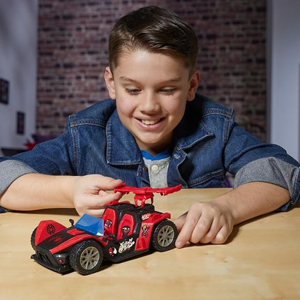 SPIDER-MAN Marvel VenomVersus Epic World of Action Miles Morales Remix Blast Racer 4-Inch (10 CM) Figure & Toy Car, Accessories, Super Hero Toys, 4+