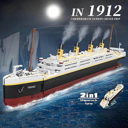 Titanic Model Kit -2022 Pieces Large Titanic Ship Building Blocks Set, STEM Educational 3D Puzzle Toys Gifts for Kids and Adults, Ideal Collectible Display Architecture for Home& Office Decor
