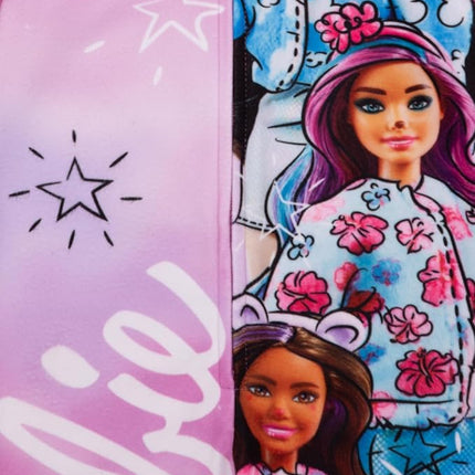 Barbie Girls Onesie | Young Ladies Pink Sketch Doll Hooded All in One Sleepsuit Pajama | Kids Colorful Character Bodysuit PJs