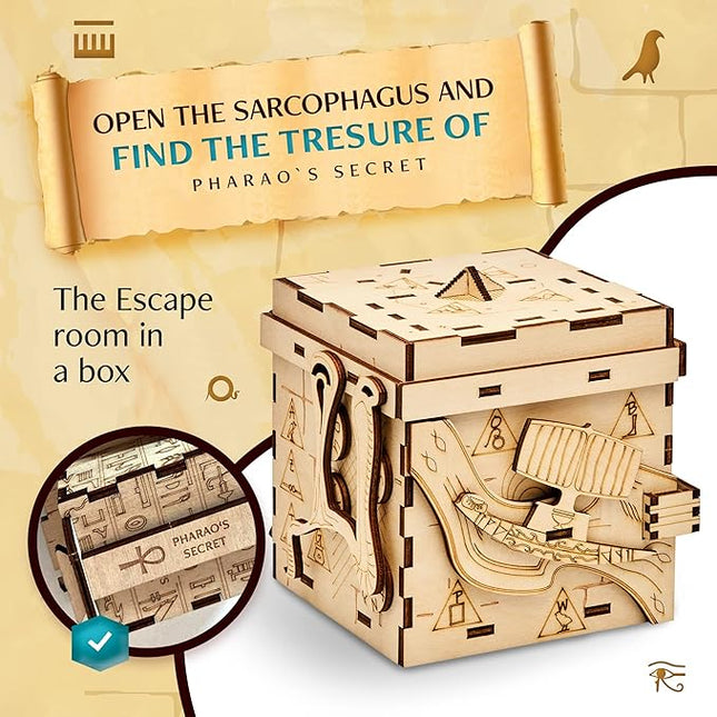 INSCAPE Pharaoh´s Secret Puzzle Box - Escape Room in A Box for Adults - Cluebox - Mind Puzzles for Adults - Puzzle Boxes with Hidden Compartments - Wooden Puzzle Box - Birthday Gift Gadget