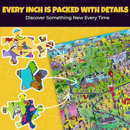 QUOKKA 1000 Piece Puzzle for Adults and Teens – Animal Bash Adult Jigsaw Puzzles with Hidden Secrets & Audio Story – Detailed Visual Puzzle Game for Focus & Relaxation with Twist – FSC Certified Gift