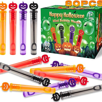 80PCS Halloween Party Favor, Bubble Wands for Kids, Trick or Treat Toys, Goodies Bag Fillers, Pinata Fillers, Mini Bubble Wands for Party