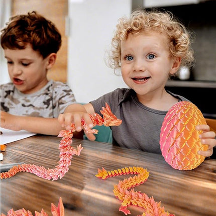12 Inch 3D Printed Dragon - Mystery Surprise Egg with Flexible Articulated Dragon Inside, Cool Dragons Toys for Boys Kids Age 5-7