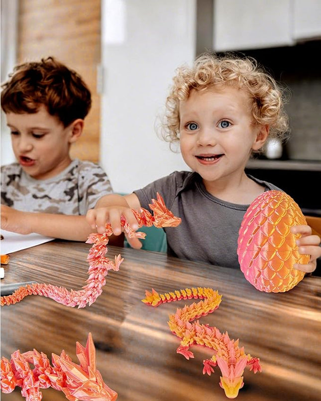 12 Inch 3D Printed Dragon - Mystery Surprise Egg with Flexible Articulated Dragon Inside, Cool Dragons Toys for Boys Kids Age 5-7