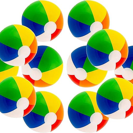 12" Rainbow Colored Party Pack Inflatable Beach Balls - Beach Pool Party Toys (12 Pack)