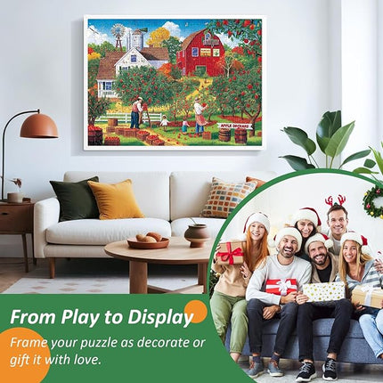 500 Piece Puzzles for Adults,Apple Picking Puzzles for Kids Teen Adults,Recycled Paper Jigsaw Puzzle,Interlock Perfectly Letter on Back,Challenging Family Game for Friends Men Women Seniors,20.5*15In