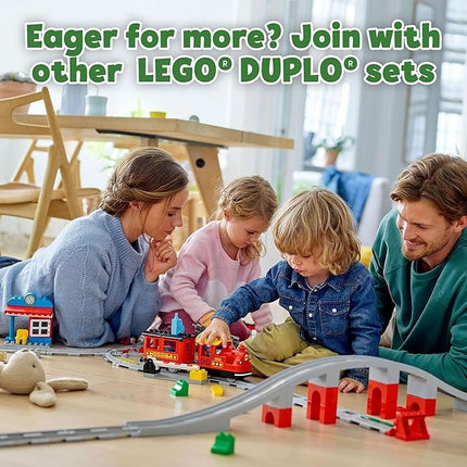 LEGO DUPLO Town Steam Train Set - Battery Powered Remote Control Train Toys for Toddlers - Learning Toy for Boys, Girls, and Kids 2-5 - Gifts for Birthdays & Holidays - 10874
