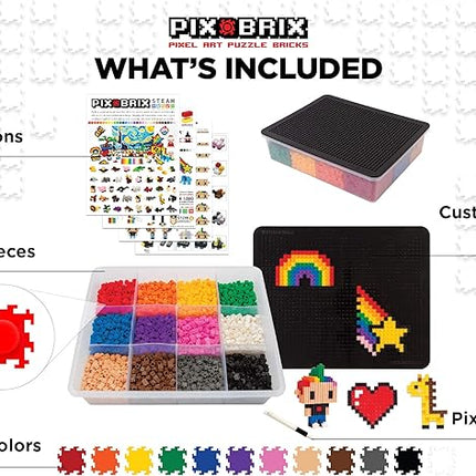 Pix Brix Pixel Art kit Puzzle Bricks – 6,000 Piece Pixel Art Container, 12 Color Dark Palette – Interlocking Building Bricks, Create 2D and 3D Builds Without Water or Glue – Stem Toys, Ages 6 Plus