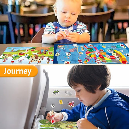Benresive Reusable Sticker Books for Kids 2-4, Sticker Books for Toddlers 1-3 2-4, Toddler Travel Toys Activities Crafts Gifts - America Map, Fairy, My House