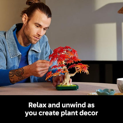 LEGO Botanicals Japanese Red Maple Bonsai Tree Building Kit for Adults 18+ - Unique Home Decor DIY for Room or Office - Housewarming Gift Idea for New Home - Plant Decor for Desk or Bookshelf- 10348
