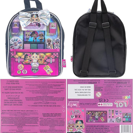 Townley Girl L.O.L. Surprise! Makeup Filled Backpack Set, Including Lip Balm, Nail Polish, Nail File, Hair Bows, and Other Accessories, Perfect for Parties, Sleepovers and Makeovers, Ages 3