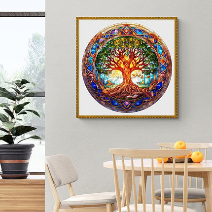 Wooden Puzzles for Adults - Stained Glass Tree of Life Wooden Jigsaw Puzzle for Adults – Unique 200-Piece Art Puzzle, Premium Brain Teaser & Decorative Gift (11.4"x11.4")