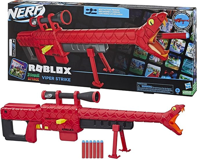 NERF Roblox Zombie Attack: Viper Strike Sniper-Inspired Blaster with Scope, Code for Exclusive Virtual Item