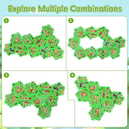 10Pcs Puzzle Racer Kids Car Track Set for Toddlers Boys, Race Tracks for Kids Ages 3-8, Puzzle Track Car Play Set, Educational Puzzles Cars Toys for 3 4 5 6 Year Old Boys (Snail)