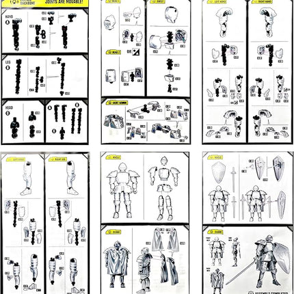 T13 Action Figure Set Full Body Articulated Medieval Knight Skeleton Figure Titan 13 Movable Dummy for Kids & Adults