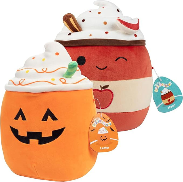 Squishmallows 10" Pumpkin Latte & Apple Cider 2-Squish Halloween Pack - Get Two Jumbo Official Jazwares 10" Plush for Less - Collectible Soft Squishy Stuffed Animal Toy Gift Set for Kids, Girls & Boys