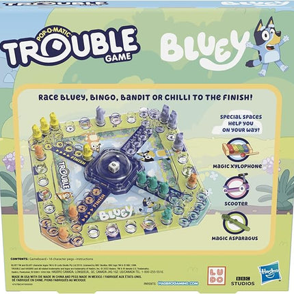 Hasbro Gaming Trouble: Bluey Edition Board Game for Kids, 2-4 Players, Race Bluey, Bingo, Bandit, or Chilli to The Finish, Ages 5 and Up (Amazon Exclusive)
