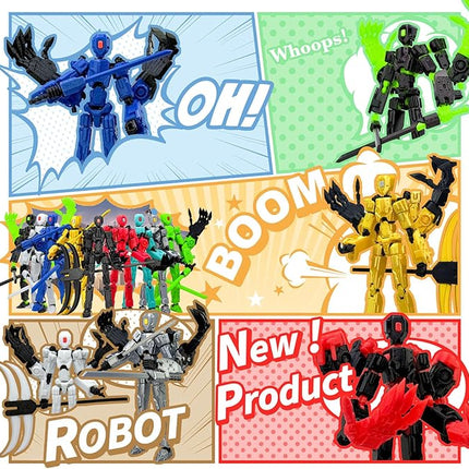 8Inch T13 Action Figure Assembly Completed,3D Printed Multi-Jointed Movable Toy Nova 13 Action Figures Desktop Decorations for Game Lovers Toy (Grey)